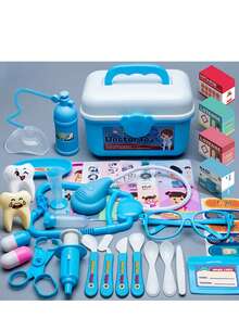 医生角色扮演玩具套装，护士听诊器注射牙科游戏屋玩具（部分配件颜色随机），儿童医生玩具套装（含工具），男孩女孩医疗箱，护士屋，注射器听诊器