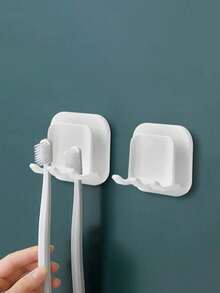 4/2 piezas Soporte adhesivo de silicona para cepillo de dientes - Ganchos multifuncionales para baño, ducha, cocina, oficina, sin necesidad de perforar, almacenamiento ahorra espacio, percha práctica