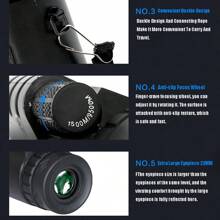 [高清单筒望远镜] 40x60mm 高清单筒望远镜 - 1 件，手动对焦，耐用橡胶，黑色 - 适用于户外运动、登山、狩猎、追踪、洞穴探险 - 黑色 - 查看 8