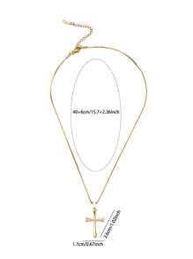 Luxuriöser minimalistischer Edelstahl Kreuz-Anhänger Halskette - verstellbare Kastenkette, hochglanzgoldfarben beschichtet, Unisex Lässig Kleidung und Weihnachtsgeschenk Schmuck, elegantes Accessoire, hochwertige Verarbeitung