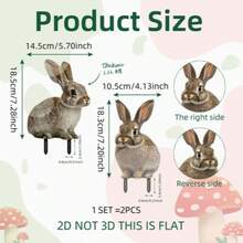 2 件亚克力兔子花园桩，有趣的庭院花园草坪户外装饰品 - 彩色 - 查看 5