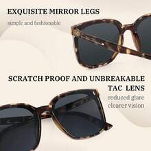 Gafas de sol polarizadas de gran tamaño para mujeres hombres cuadrado de moda clásico simple lentes de - 004 Montura Champán y Lente Té - Ver 11