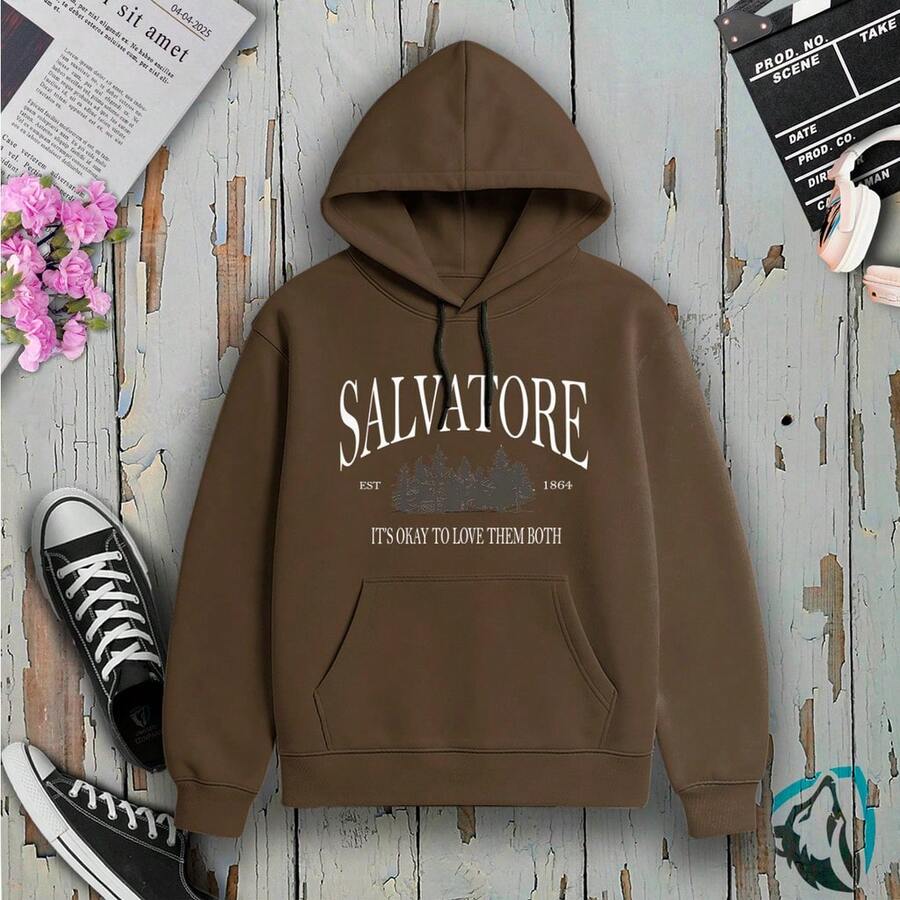 Unisex Everyday Sweatshirt With Salvatore Print - Rust Brown - View 1