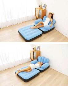 Sillón Inflable Sofá Cama 198cm Plegable Portátil 2 En 1,Sofá inflable con bomba de aire para exteriores, sofá perezoso para adultos, cama inflable multifuncional cinco en , cómodo sillón plegable, flocado de PVC, perfecto para relajarse y leer - Multicolor - Ver 2