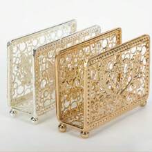 1 pièce Porte-serviette carré en métal électrolysé de 9,5 * 5 cm, porte-serviette, porte-serviette créatif, tissu vertical pour restaurant occidental