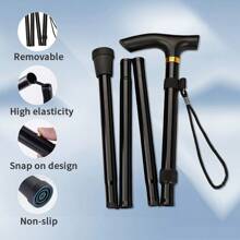 Customized Multi-Functional Outdoor Hiking Stick/Trekking Pole, Foldable & Telescopic For Traveling, Elderly, Sturdy 5-Section Ultra-Short Hiking Stick/Cane, T-Grip Handle, Corporate Logo Customized Gift, Graduation/Christmas/Back To School Gift