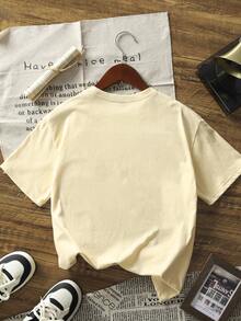 Summer New Arrival Minimalist Tropical Fruit Print Design Casual Everyday Round Neck Short Sleeve T-Shirt, Fashion Versatile Women Top - Yellow - View 3