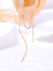 Tkool 1 Pair Elegant S-Shaped Minimalist Tassel Earrings, Luxury Gift Jewelry For Women