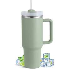 1 Piece, Compatible With Stanley Cup 40 Oz Stainless Steel Tumbler With Handle And Straw, 40oz Large Capacity Double Wall Vacuum Insulation Thermal Hot And Cold Beverages Flask Water Bottle For Home, Office And Outdoor Activities Camping,Ideal For Christmas(The Cleaning Brush And Straw Can Be Purchased Separately)