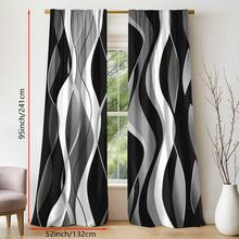 2 piezas Cortinas de diseño de línea de arte abstracto moderno - Diseño de bolsillo para barra, equilibra la privacidad, fácil instalación, adecuado para dormitorio, sala de estar, baño y otras decoraciones diarias, lavable a máquina, impresión digital, 100% poliéster, 90 g/m² - Multicolor - Ver 8