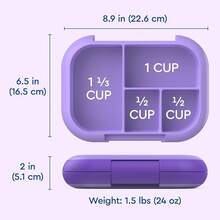 Lonchera a prueba de fugas Chill Kids - Caja Bento de 4 compartimentos con paquete de hielo incorporado, capacidad de 3.3 tazas, libre de PFAS y BPA, apta para microondas y lavavajillas, tamaño para edades de 3 a años (Verde/Azul Marino) - Morado - Ver 7