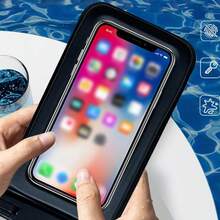 1 件户外 IPX8 防水手机袋，黑色泡沫设计，兼容触摸屏，适合游泳、潜水、漂流、滑雪，可容纳最大 6.7 英寸的手机沙滩包防水手机壳防水袋