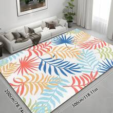 1pc Beautiful Bohemian Leaf Pattern Area Rug, Modern Washable Plush Soft Large Size Carpet For Living Room Bedroom Office, Tropical Palm Leaves Rug, Long Runner Entryway Indoor Mat, All Season Home Decor
