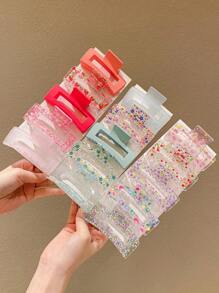 5pcs Colorful Oversized Hair Claws For Girls
