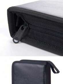 1 pezzo Borsa portatile per CD/DVD da 80 dischi, custodia per il trasporto di supporti, organizer per dischi Blu-Ray, borsa, portadischi in pelle nera stile portafoglio, borsa per conservare CD in auto, custodia protettiva, custodia rigida per DVD ad alta capacità, scatola/organizer portatile per dischi con cerniera, adatta per auto, casa e viaggio - Multicolore - Visualizzare 8