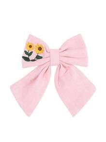 1 pieza Personaliza el nombre impreso Broche de pelo con lazo y bordado para niñas, lazos de pelo bordados con nombre personalizado, broche de pelo con lazo y flor bordados, adecuado para decoración del cabello diaria, regalo para niñas