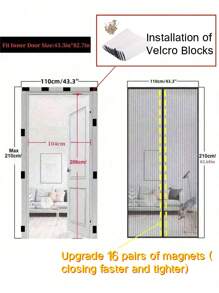 1 pieza Puerta de pantalla magnética auto sellante, puerta de malla resistente con cierre magnético para evitar que entren insectos, pantalla retráctil con puerta corredera de malla