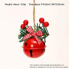 Christmas Bell Decorations, Metal Hanging Decor With Red Berries And Plaid Bow, Suitable For Holiday Tree And Wreath Decor, No Power Needed, Festive Wall And Entryway Decoration Christmas Decorations Winter Room Decor