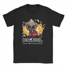 Vintage Deadpool & Wolverine Dogpool T-Shirts Men Cotton T Shirt Smells Like Trouble Short Sleeve Tees Gift Idea Merch - 黑色 - 查看 1