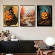 1 件/3 件墙面艺术海报可选框架墙面装饰，房间装饰复古万圣节幽灵南瓜灯笼乡村秋季海报和印刷品帆布印刷墙面艺术画用于客厅装饰 - 彩色 - 查看 8