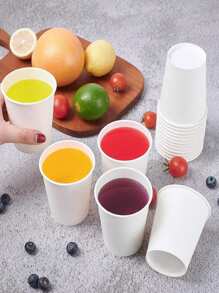 100pcs White Thickened Paper Cups, Disposable Milk Tea Coffee Cup, Disposable Craft Paper Colored Cups With Lid, Double-Layer Insulated Disposable Coffee/ Milk Tea Paper Cup , Festival, Party , For Christmas Party