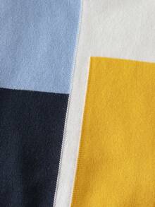 1pc Young Boy School Style Contrast Color Plaid Collar Lightweight Knit Sweater, Suitable For School, Casual Wear, Autumn