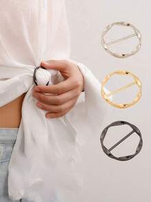 Multifunctional Metal Scarf & Accessory Clips With Geometric Shapes - Elegant Fashion Accessory For Scarves, T-Shirts, And Belts, Suitable For Any Occasion - Multicolor - View 12