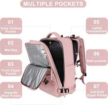 Personal Item Travel Backpack For Women Airline Approved Carry On Backpack Flight Approved Waterproof Sports Luggage Backpack Casual Daypack Small Hiking Backpack Pink Backpack - Pink - View 5