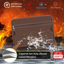 D&D  ENGPOW Fireproof File Folder Fireproof Fire And Water Resistant Money Document Bag With A4 Size 13 Pockets Zipper Closure Non-Itchy Silicone Coated Portable Filing Organizer Pouch(14.3" X 9.8") - Brown,13 Pockets - View 4