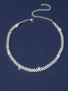 1pc Luxury Rhinestone Claw Chain Welding Necklace, Women's Gift For Wedding, Engagement, Gala