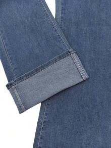 Quần jeans ống rộng dáng suông màu xanh cổ điển dành cho nữ, kiểu dáng thoải mái mới, phù hợp cho kỳ nghỉ, lễ hội, phối đồ denim, quần jeans, quần tây, đi chơi, quần jeans nữ, trang phục denim nữ, quần jeans nữ, quần dài thường ngày mùa xuân - Rửa trung bình - Xem 12