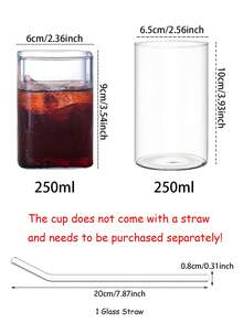 直筒 250ml 透明耐熱高硼矽玻璃杯，適用於調酒、啤酒和果汁的多功能杯，簡約乾淨設計，適合居家與節慶派對，薄玻璃限液體溫度 65°C 以下，購買前請查看所有產品圖片 - 彩色 - 查看 3