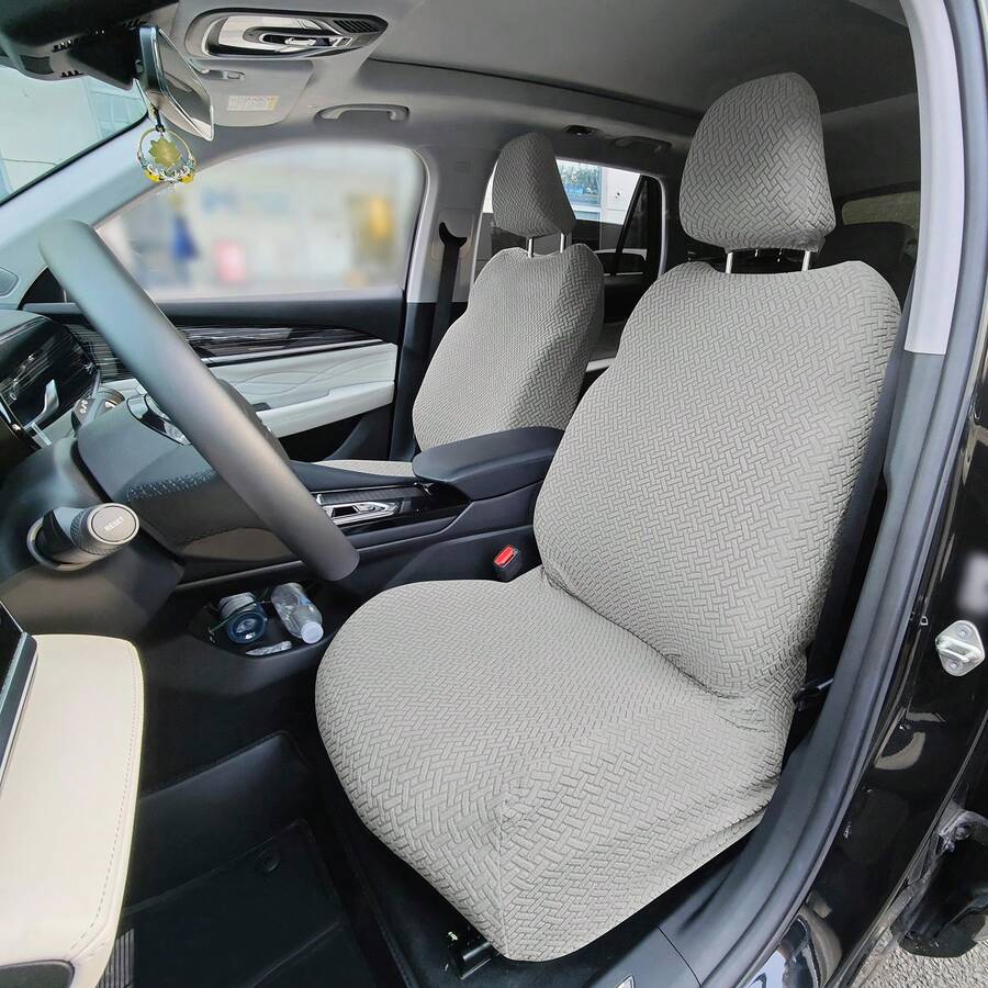 2PCS Car Front Seat Cover Car Seat Cover With Storage Pocket Washable Split Automotive Seat Cover Protector For Truck,Van ,SUV Seat Covers Front Kit Protector Washable Cover For All Car Models - Light Grey - View 1