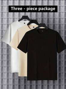 GRDR 3 件男士纯色休闲街头运动圆领短袖 T 恤