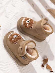 1 Pair Cartoon Snow Boots Warm Thick Winter Boots For Infant/Toddler Boys And Girls - Khaki - View 5