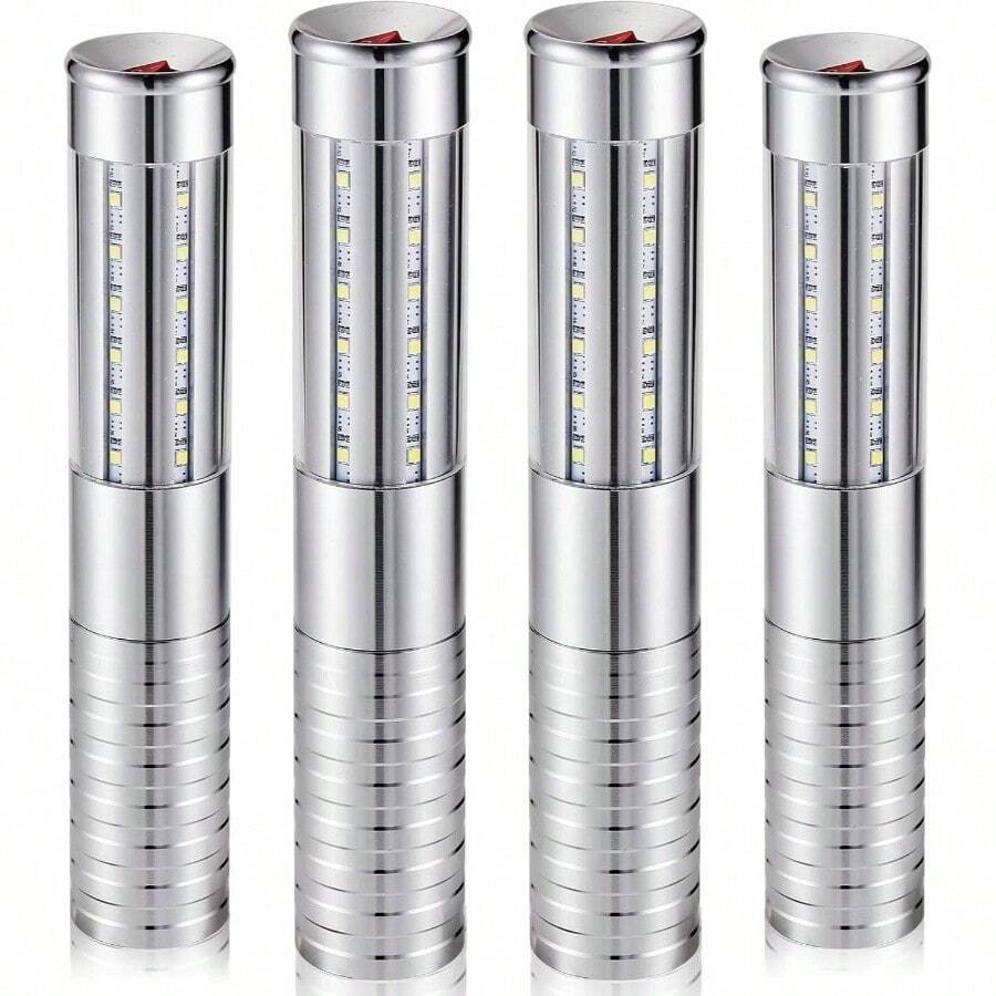 Actualización juego de 4 luces LED estroboscópicas recargables para botellas, luces de mano con flash para señales de club en fiestas y cumpleaños (luz blanca plateada) - Plata+Blanco+Luz - Ver 1
