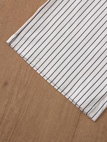 Women's Striped Casual Sleeveless Top And Pants Set, Suitable For Office And Garden, Spring/Summer - Black and White - View 7