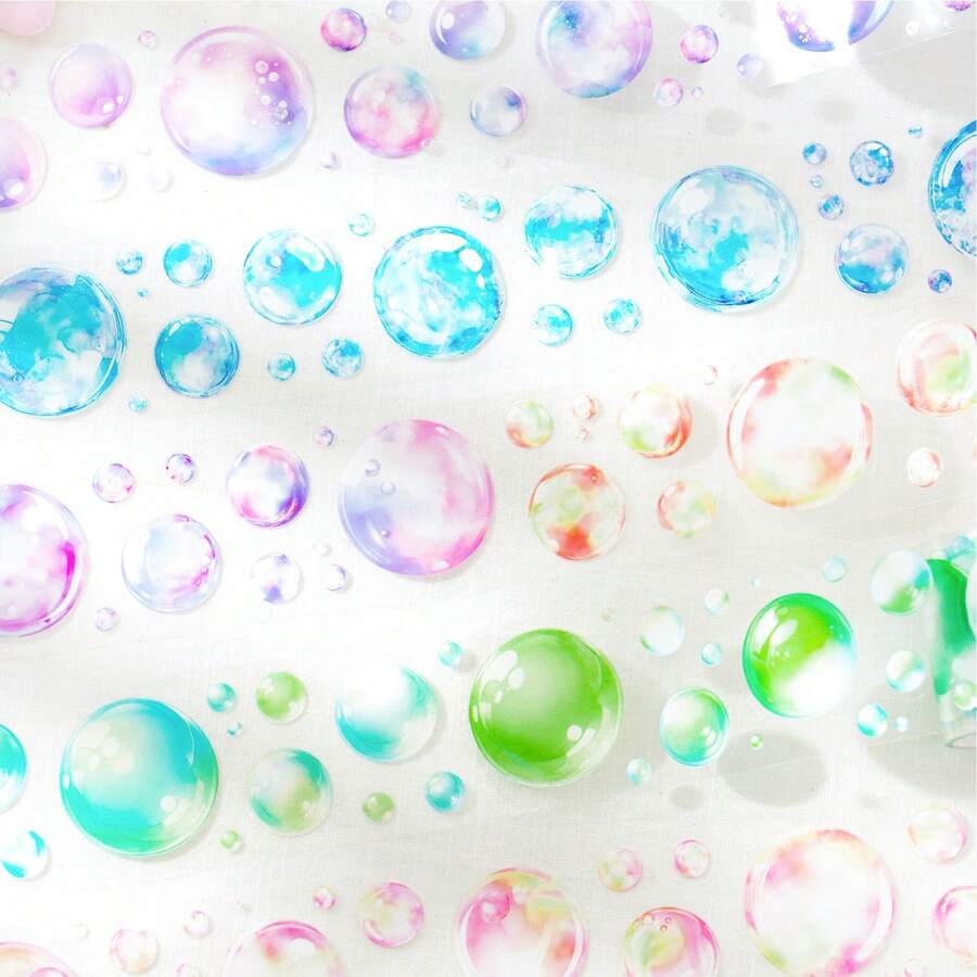 1 rollo de cinta washi de burbujas de color aleatorio para planificador/decoración de álbumes de recortes, útiles escolares, de vuelta a la escuela