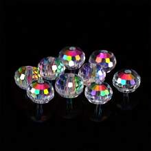 50pcs Aurora Iridescent Faceted Glass Beads For DIY Bracelets, Necklaces, Jewelry Accessories, DIY Holiday Gifts