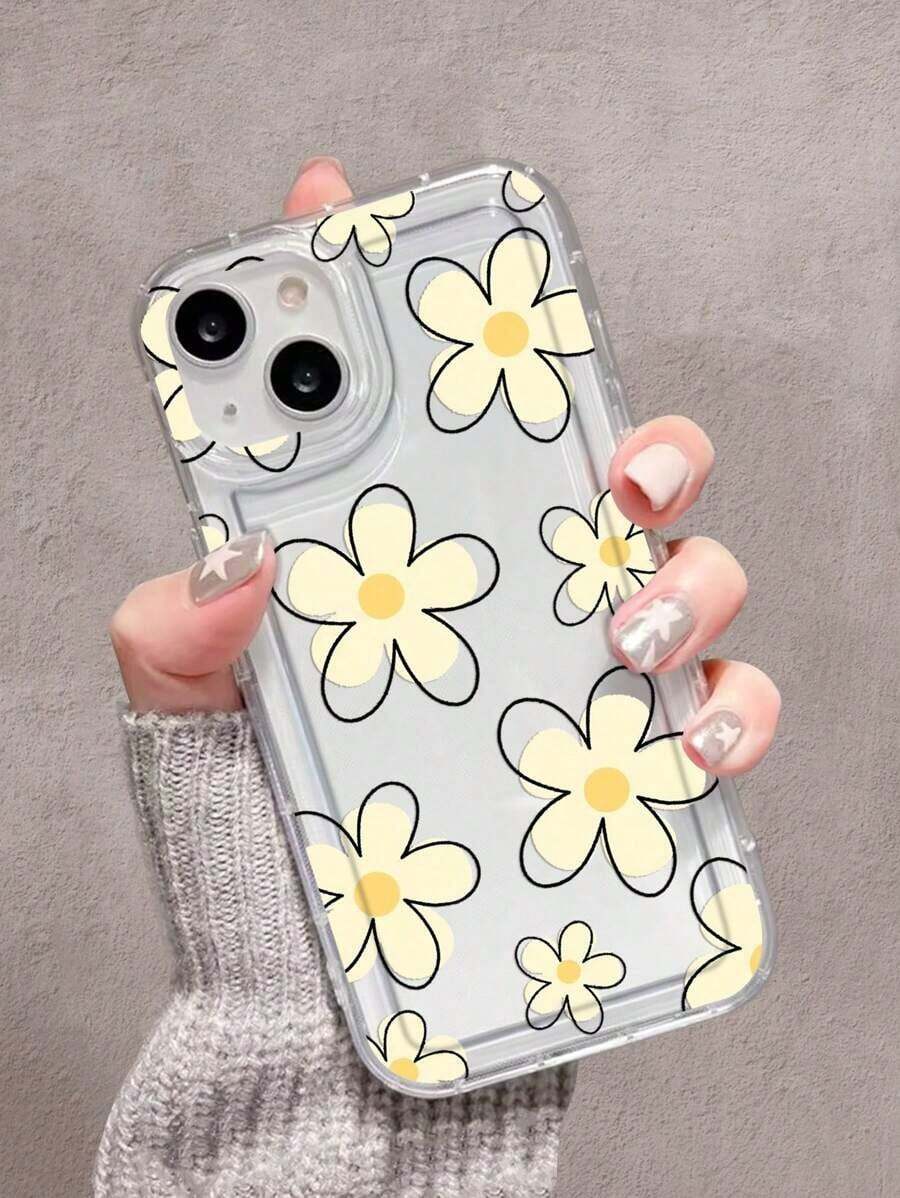 Funda para teléfono (1 unidad) con estampado floral, transparente, resistente a golpes y caídas, fabricada en TPU suave y goma. Compatible con phone 1/12/13/14/15/15 Pro/15 Plus/15 Pro Max/X/XS/XR/11 Pro/12 Pro/13 Pro/14 Pro/11 Pro Max/12 Pro Max/13 Pro Max/1 - Multicolor - Ver 1