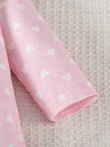 2pcs/Set Newborn Baby Elephant Heart Footie Jumpsuit, Long Sleeve, Suitable For All Seasons - Pink - View 7