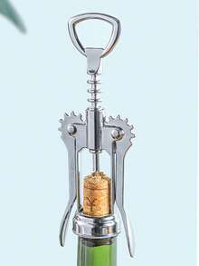 1 件装手动翼形葡萄酒开瓶器，多功能锌合金螺旋开瓶器，杠杆设计，适用于葡萄酒、饮料、果汁、啤酒、万圣节、派对、家庭聚会 - 銀色 - 查看 10