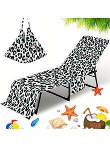 1pc Leopard Pattern Beach Chair Cover, Microfiber Quick-Dry Towel Suitable For Pool Chairs, Beach Towels With Pocket, Travel Essentials Holiday Accessories - Multicolor - View 7