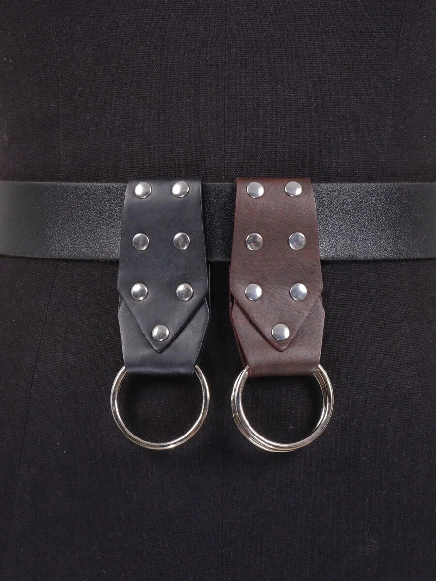 1 Stück Gürtelschnalle mit Kreisform, mittelalterlich-vikingerischer Renaissance-Kleidungsaccessoire, PU-Leder, für Röcke und Outdoor-Ausrüstung, Halloween