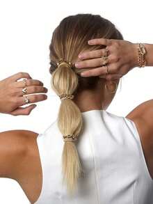 3pcs Fashion Minimalist Hair Ties, Versatile And Stylish, Suitable For Outings, Sports, Shopping - Apricot - View 5