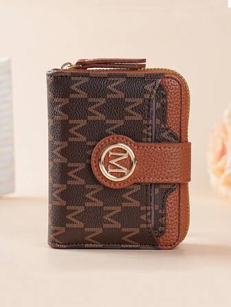 新款复古荔枝纹字母设计钱包多卡位短款钱包小号女士钱包加厚韩版时尚小巧复古零钱包女士钱包钱包小钱包可爱钱包迷你钱包