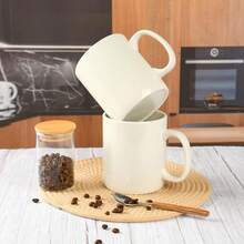 30oz Super Large Ceramic Coffee Mugs Large Handles Set Of 2 (Cobalto) - Cream - 查看 4
