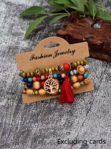 4pcs Set Fashionable & Elegant Acrylic Beaded Bracelets