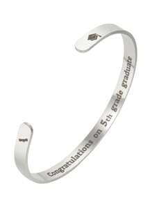 1pc Stainless Steel "Happy Graduation 2025" Adjustable C-Shape Bangle Bracelet, Fashion For Men And Women, Suitable For Daily Wear, Gatherings And Parties