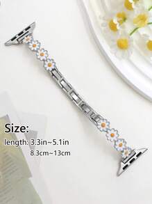 1pc Women's Fashionable Little Daisy Zinc Alloy Bracelet Bands Compatible With Apple Watch Bands Apple Watch Strap 38mm 40mm 41mm 42mm 44mm 45mm 49mm (S10 42 )Mm (S10 46)Mm,Fresh Flower Design Metal Oil Dripping Strap Compatible With Iwatch Series Ultra/SE/S10/S9/8/7/6/5/4/3/2/1,Fine Women Fashion Watch Accessories, Smart Watch Strap,Valentine's Day/Birthday Gift,Fashion Accessories